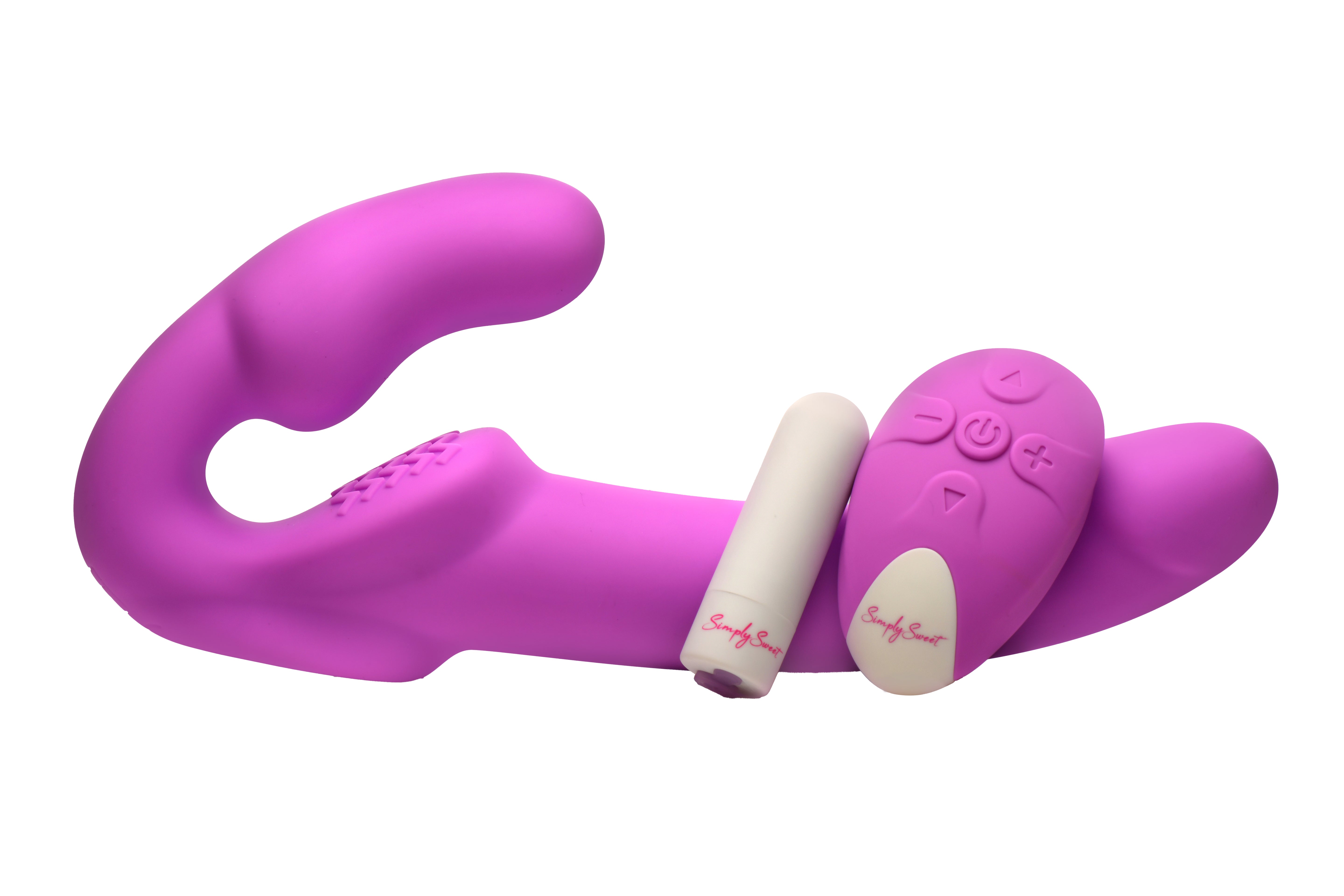 Simply Sweet Candy Crush Vibrating Rechargeable Silicone Strapless Strap-On with Remote