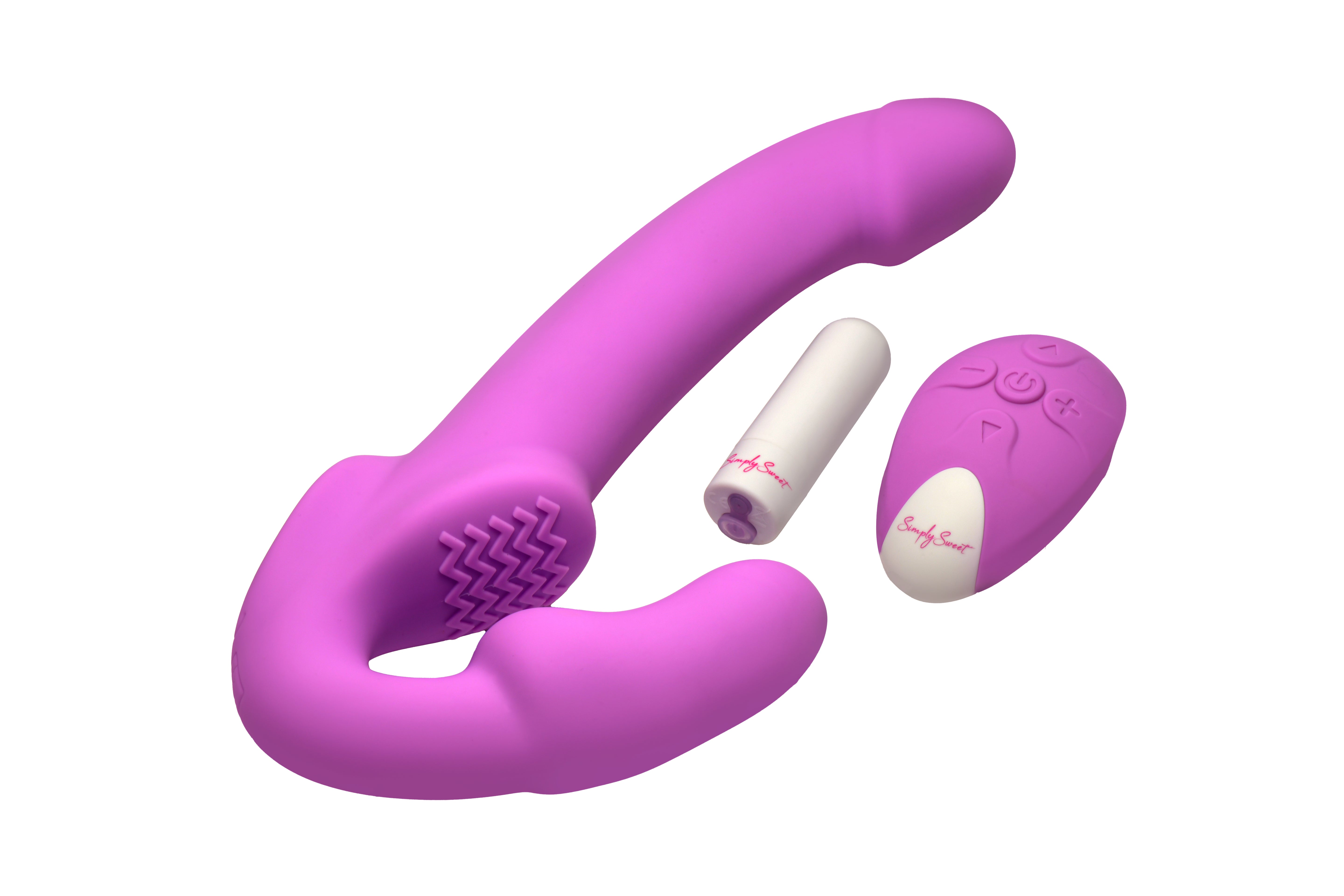 Simply Sweet Candy Crush Vibrating Rechargeable Silicone Strapless Strap-On with Remote