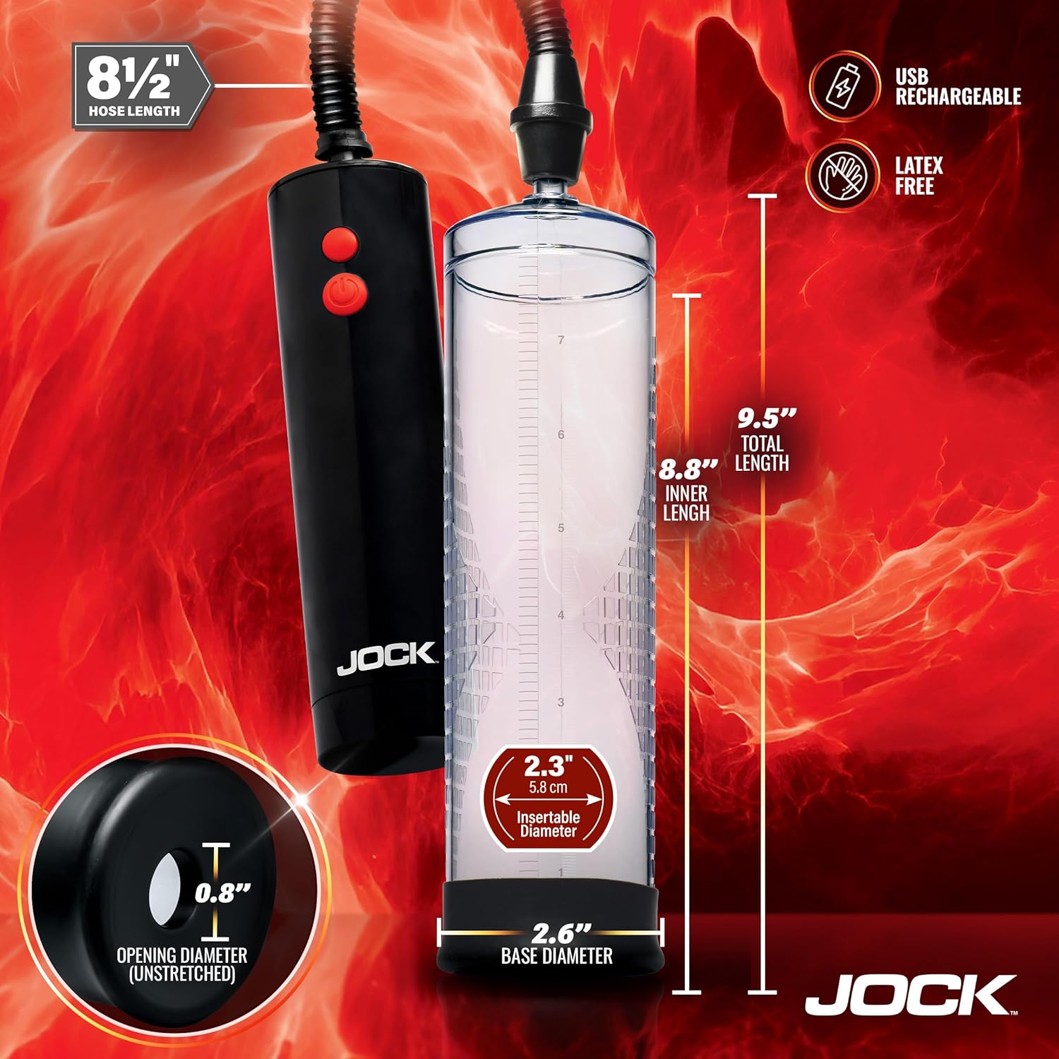 Jock Power Up Rechargeable Automatic Penis Pump with Suction Control