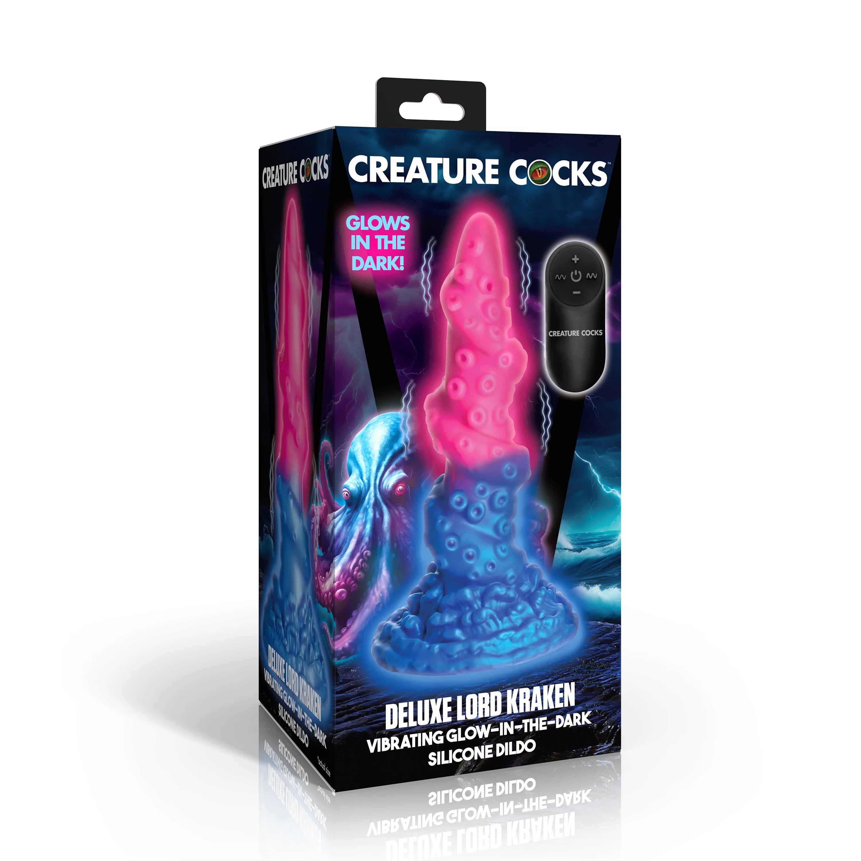 Creature cocks Deluxe Lord Kraken Vibrating Rechargeable Silicone Glow-in-the-Dark Dildo