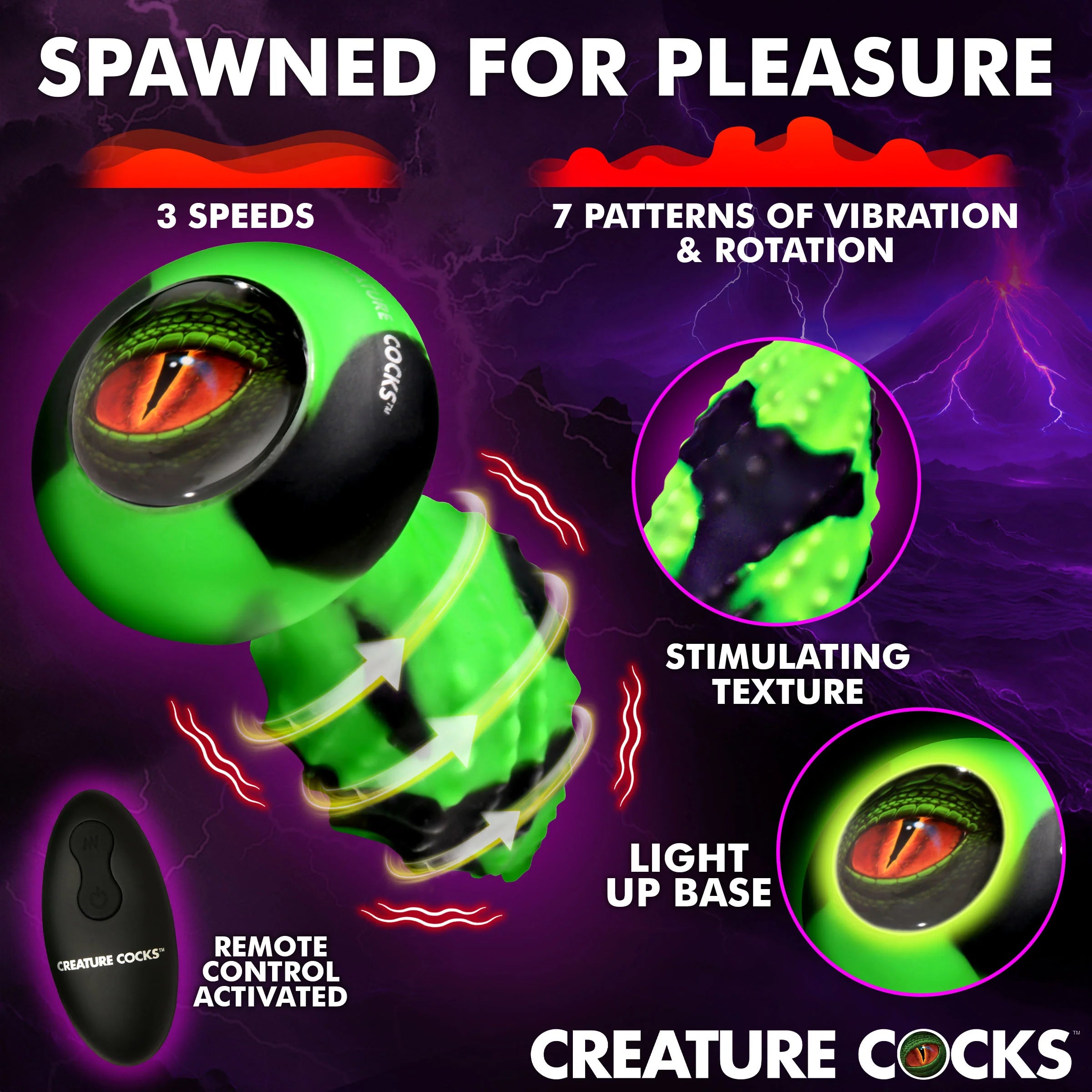 Creature Cocks Eye of the Spawn Vibrating & Squirming Silicone Butt Plug