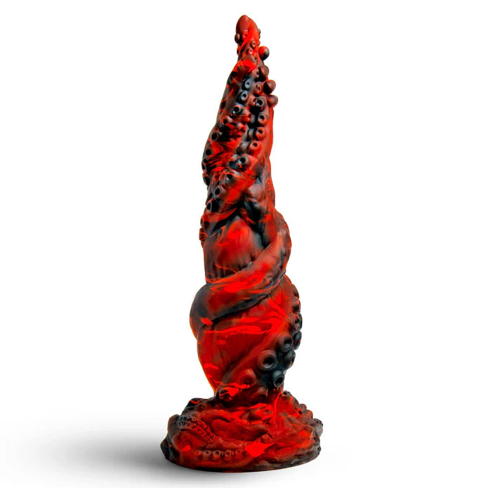 Kraken Spawn Tentacle Silicone Dildo – Black & Red Fantasy Toy