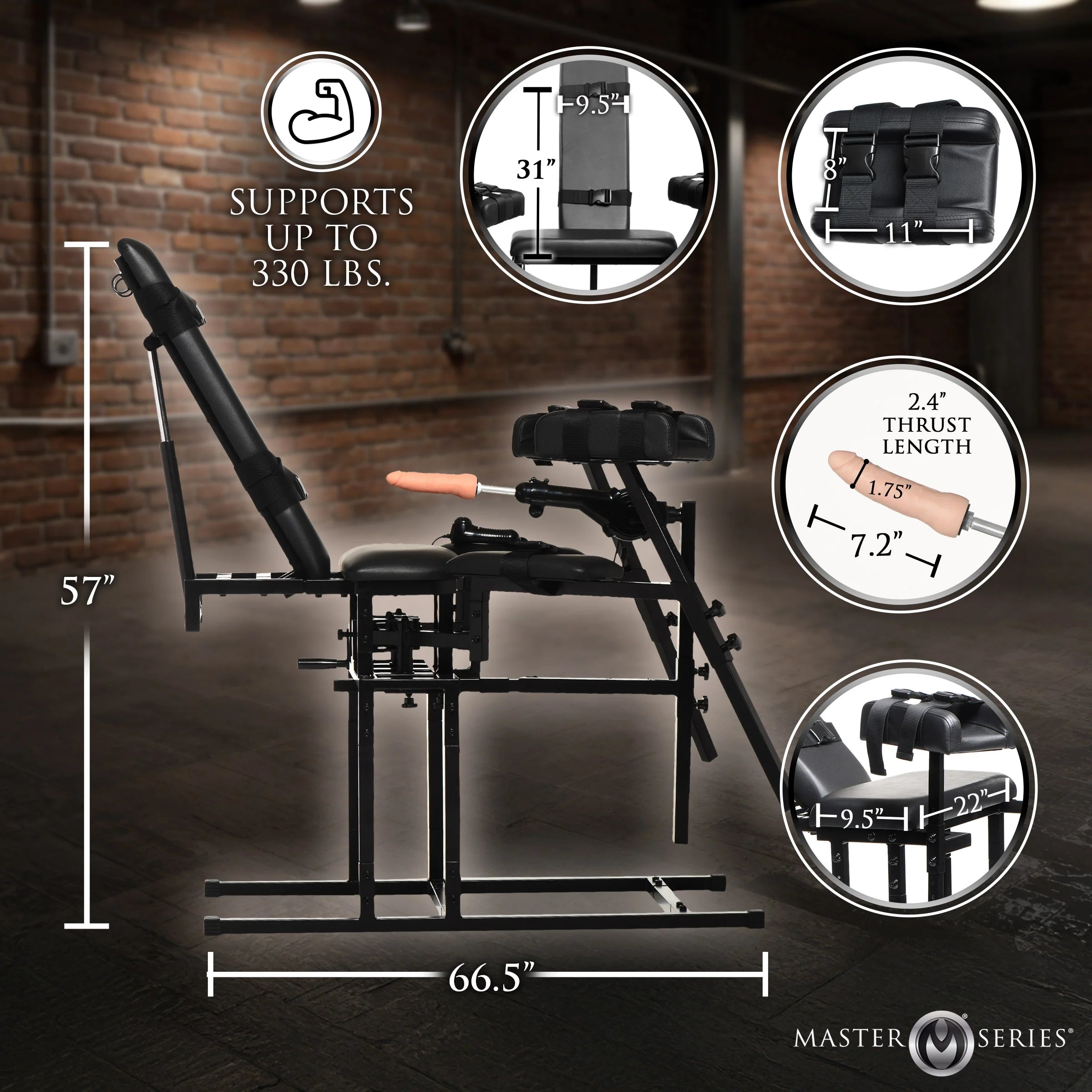 Leg Spreader Obedience Chair with Detachable Sex Machine