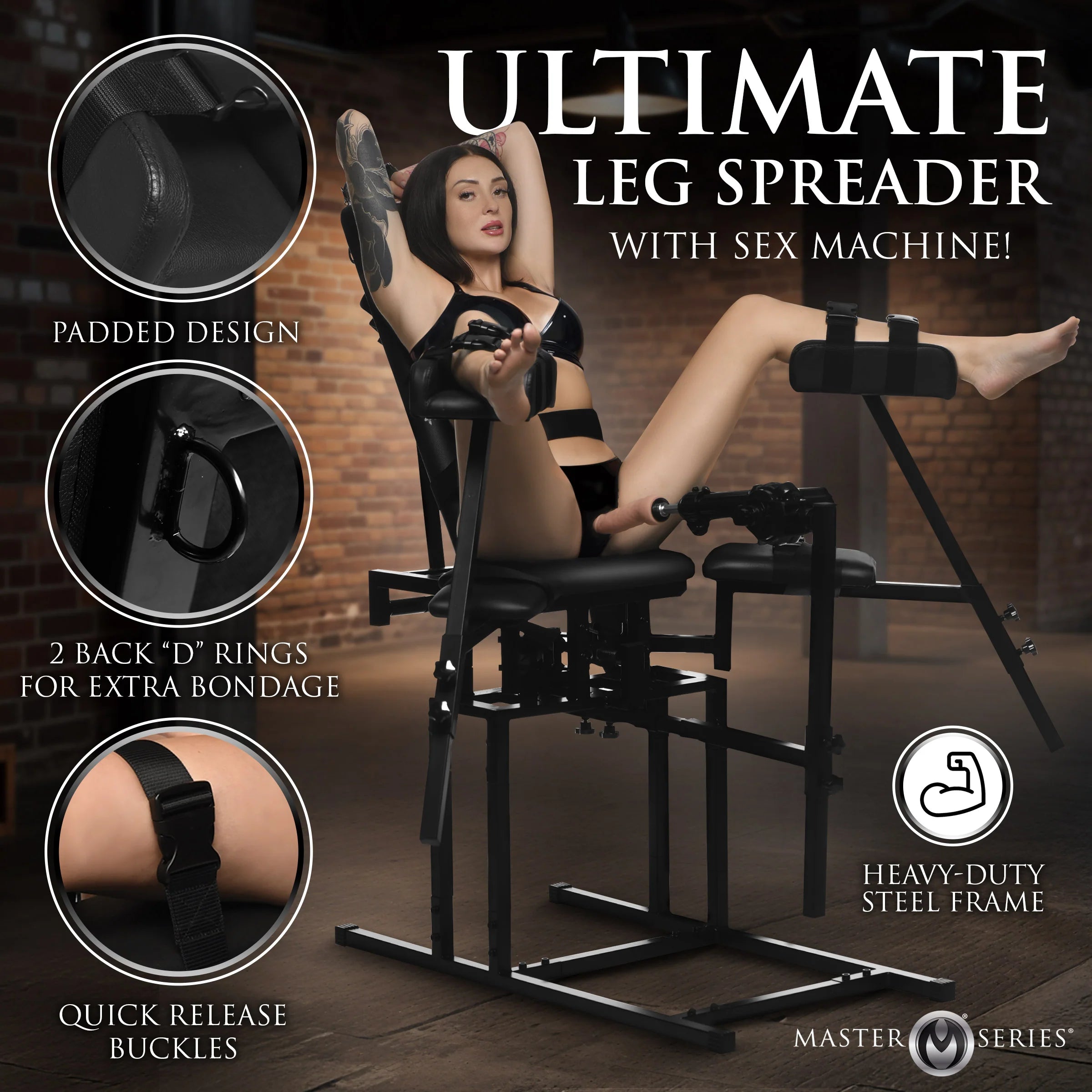 Leg Spreader Obedience Chair with Detachable Sex Machine