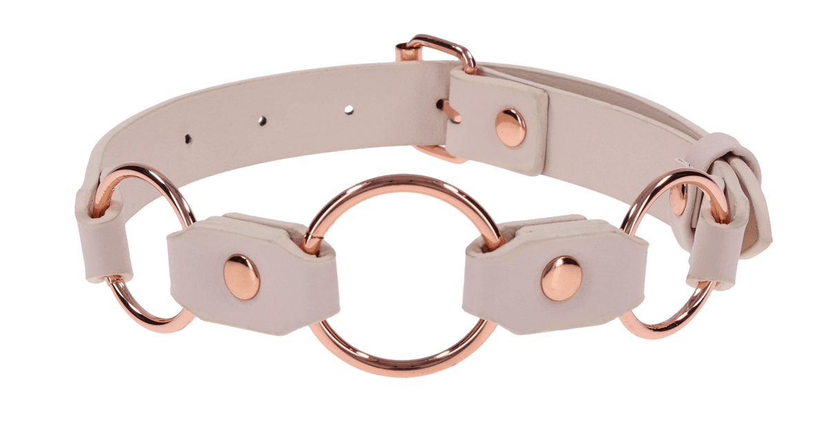 Peaches 'n CreaMe Ring Day Collar – Rose Gold Faux Leather Submissive Necklace