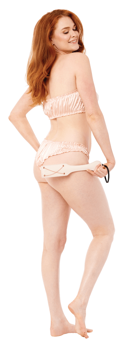 Peaches N CreaMe Chain Impressions Paddle – Double-Sided Faux Leather Spanker