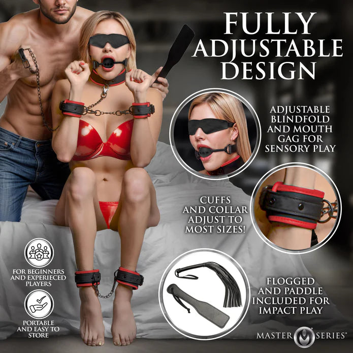 Master Series Scarlet Seduction Leather Bondage Travel Set