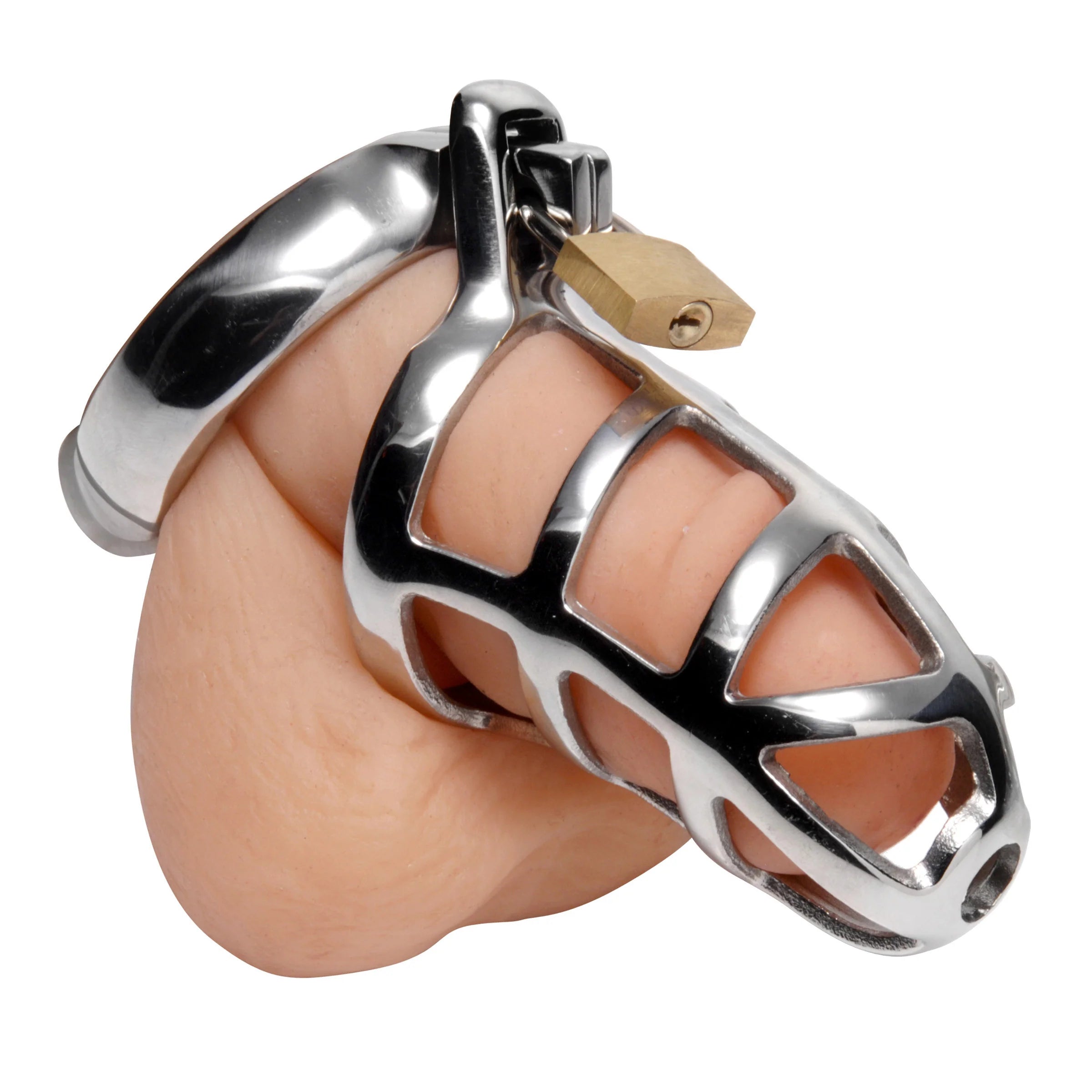 Steel Chastity Cock Cage with Lock & Sizing Rings