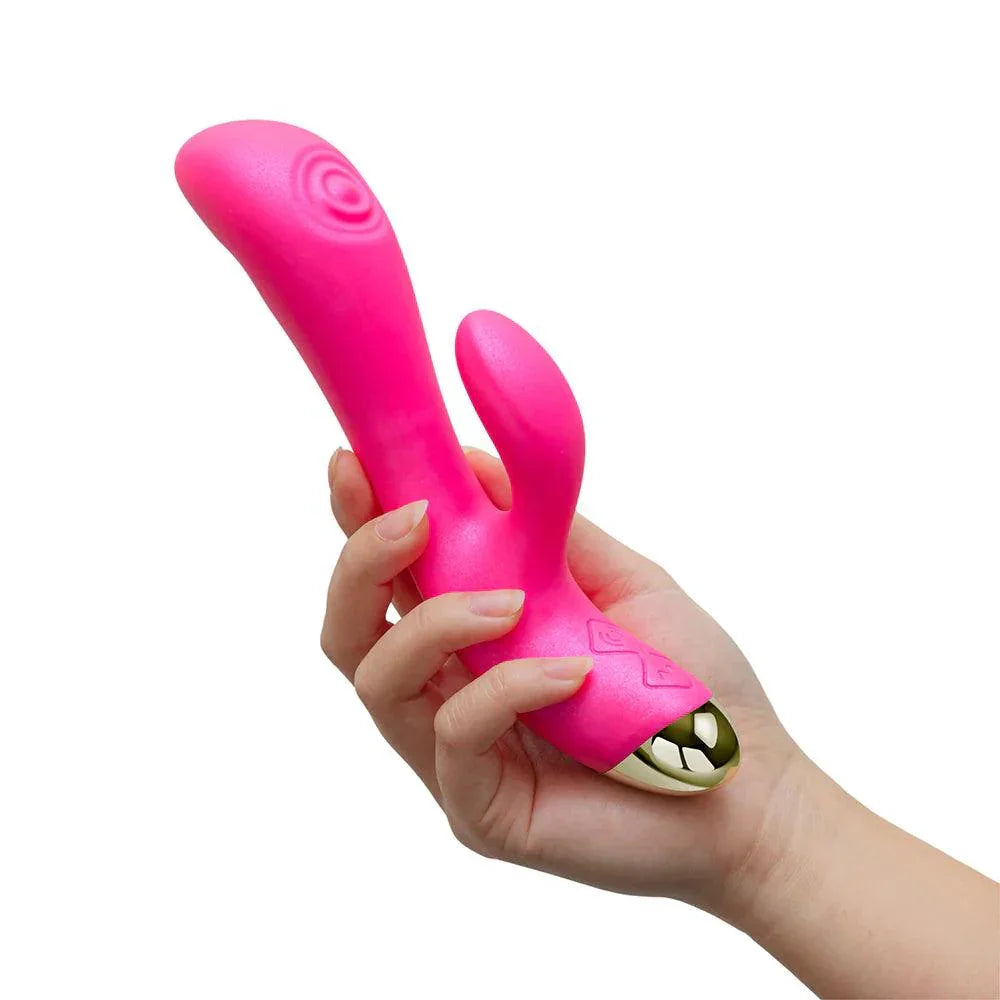 Aria Pleasin' AF Rechargeable Silicone Rabbit Vibrator - Fuchsia - Buy At Luxury Toy X - Free 3-Day Shipping