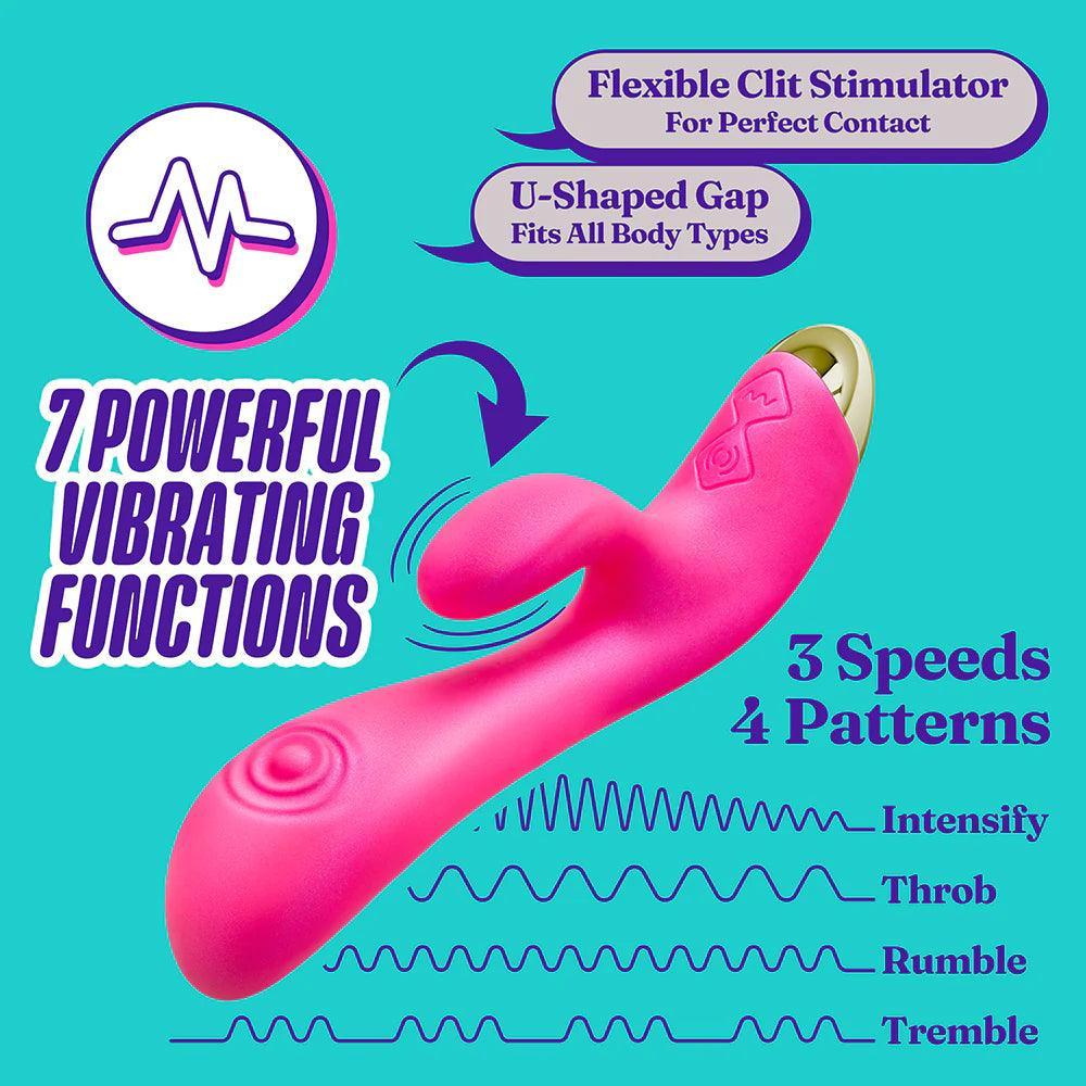 Aria Pleasin' AF Rechargeable Silicone Rabbit Vibrator - Fuchsia - Buy At Luxury Toy X - Free 3-Day Shipping