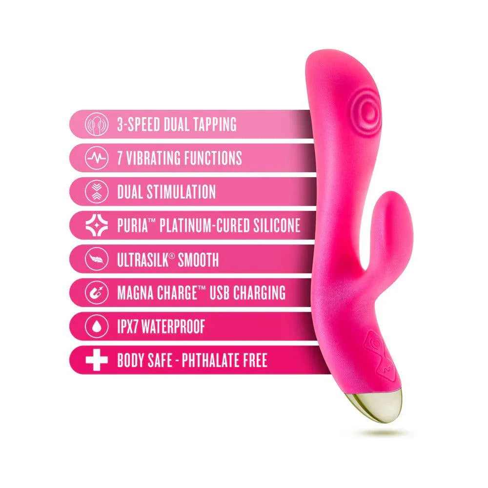 Aria Pleasin' AF Rechargeable Silicone Rabbit Vibrator - Fuchsia - Buy At Luxury Toy X - Free 3-Day Shipping