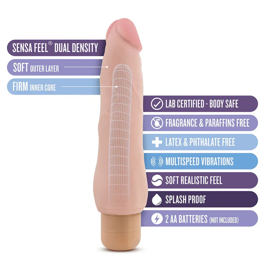 Au Naturel Fabien 9” Vibrating Dual-Density Dildo - Buy At Luxury Toy X - Free 3-Day Shipping