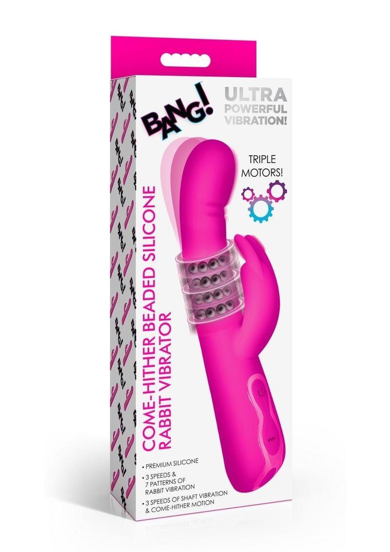 Bang! Come Hither Beaded Rechargeable Silicone Rabbit Vibrator - Buy At Luxury Toy X - Free 3-Day Shipping