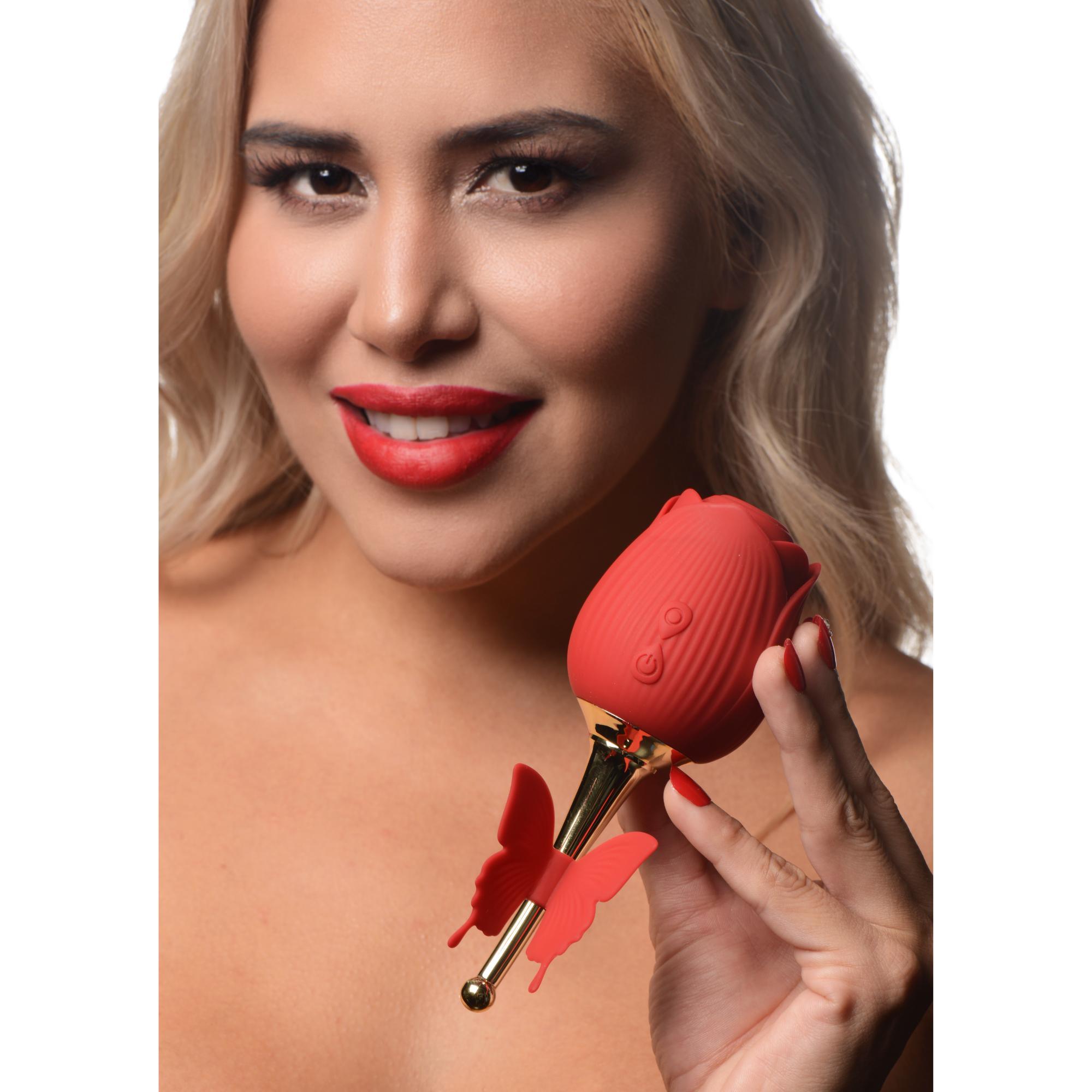 Bloomgasm French Rose Silicone Rechargeable Licking & Vibrating Clitoral Stimulator - Buy At Luxury Toy X - Free 3-Day Shipping