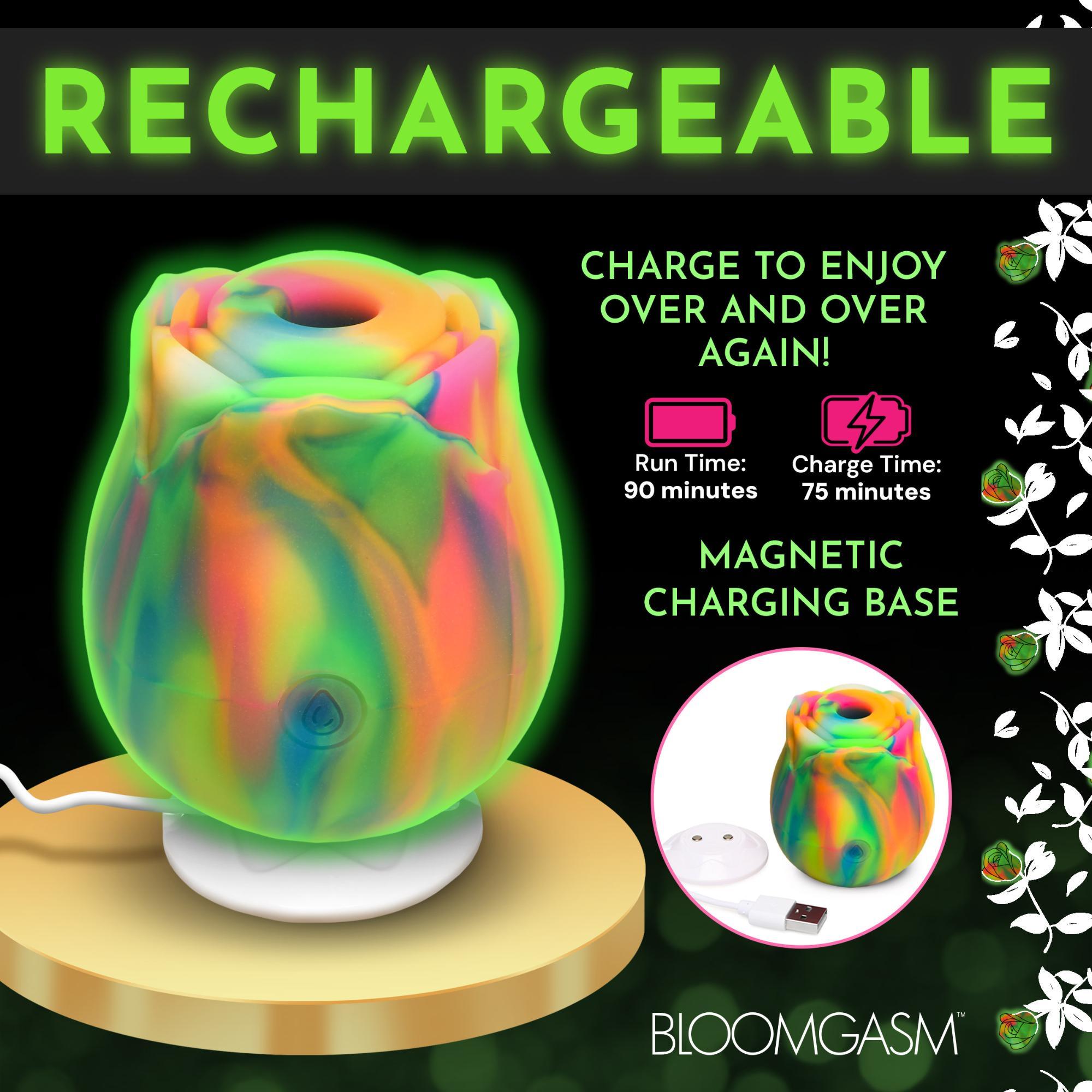 Bloomgasm Glow Rose Rechargeable Silicone Glow-in-the-Dark Rose Clit Stimulator - Buy At Luxury Toy X - Free 3-Day Shipping