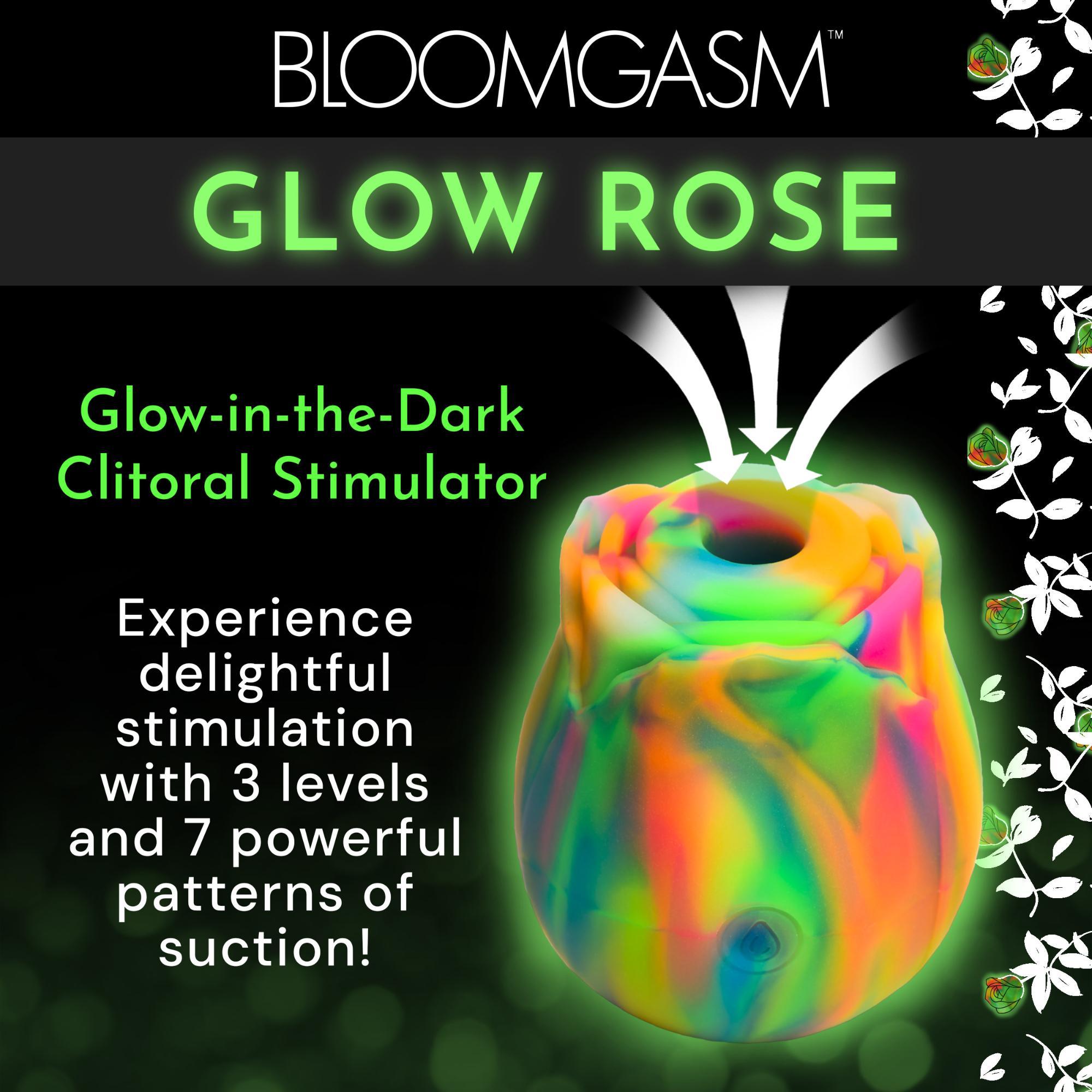 Bloomgasm Glow Rose Rechargeable Silicone Glow-in-the-Dark Rose Clit Stimulator - Buy At Luxury Toy X - Free 3-Day Shipping