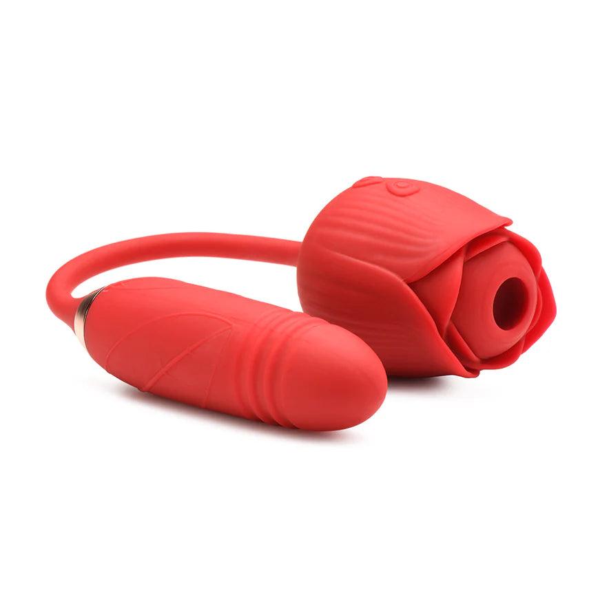 Bloomgasm Romping Rose 10X Rechargeable Silicone Suction Rose & Thrusting Vibrator - Buy At Luxury Toy X - Free 3-Day Shipping