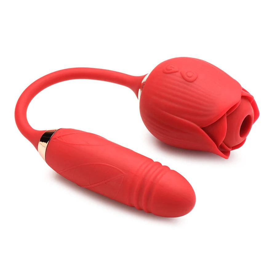 Bloomgasm Romping Rose 10X Rechargeable Silicone Suction Rose & Thrusting Vibrator - Buy At Luxury Toy X - Free 3-Day Shipping