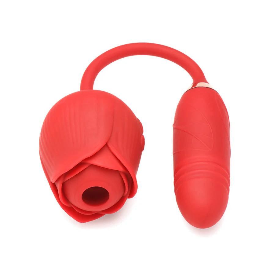 Bloomgasm Romping Rose 10X Rechargeable Silicone Suction Rose & Thrusting Vibrator - Buy At Luxury Toy X - Free 3-Day Shipping
