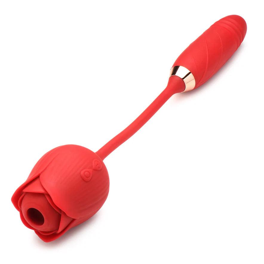 Bloomgasm Romping Rose 10X Rechargeable Silicone Suction Rose & Thrusting Vibrator - Buy At Luxury Toy X - Free 3-Day Shipping
