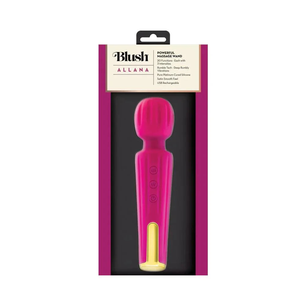 Blush Allana Velvet Rechargeable Silicone Wand Vibrator- Magenta/Rose Gold - Buy At Luxury Toy X - Free 3-Day Shipping