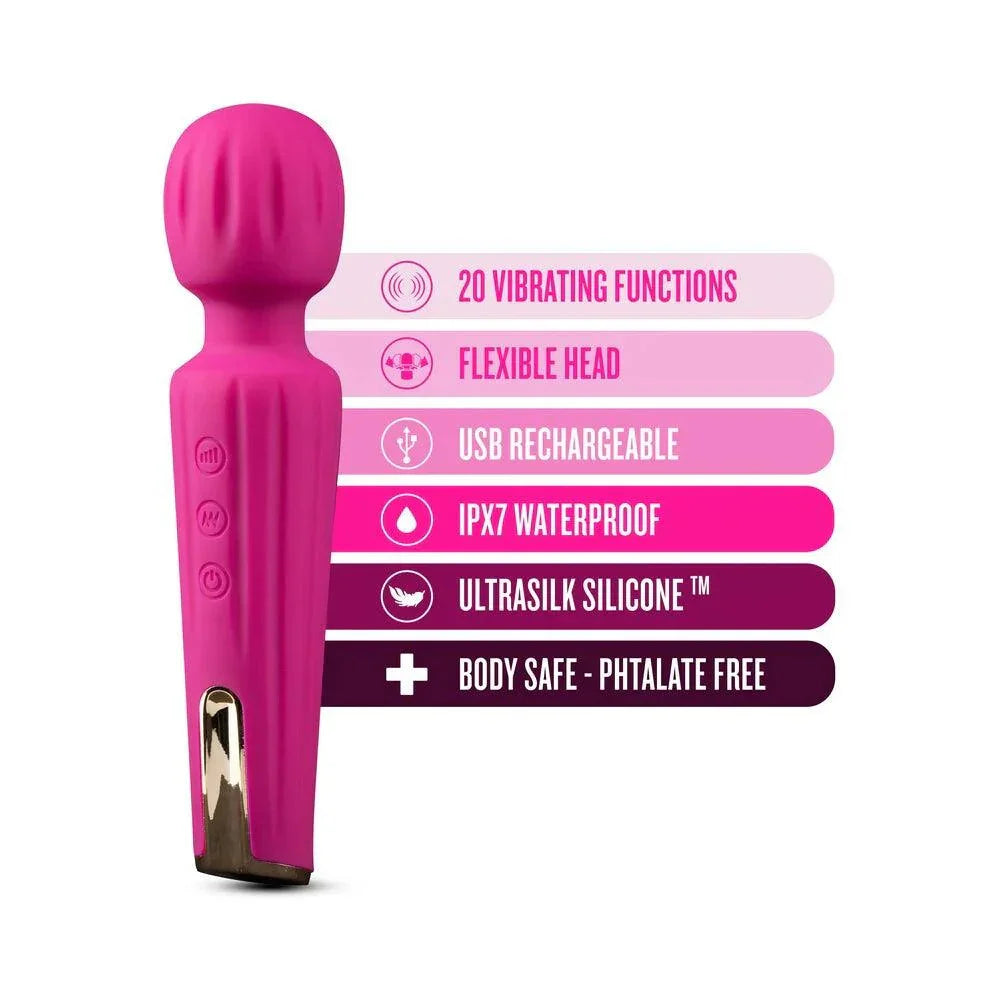 Blush Allana Velvet Rechargeable Silicone Wand Vibrator- Magenta/Rose Gold - Buy At Luxury Toy X - Free 3-Day Shipping