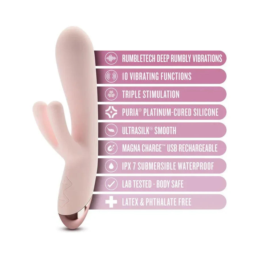 Blush Collection Elora Rechargeable Silicone Rabbit Vibrator - Pink - Buy At Luxury Toy X - Free 3-Day Shipping