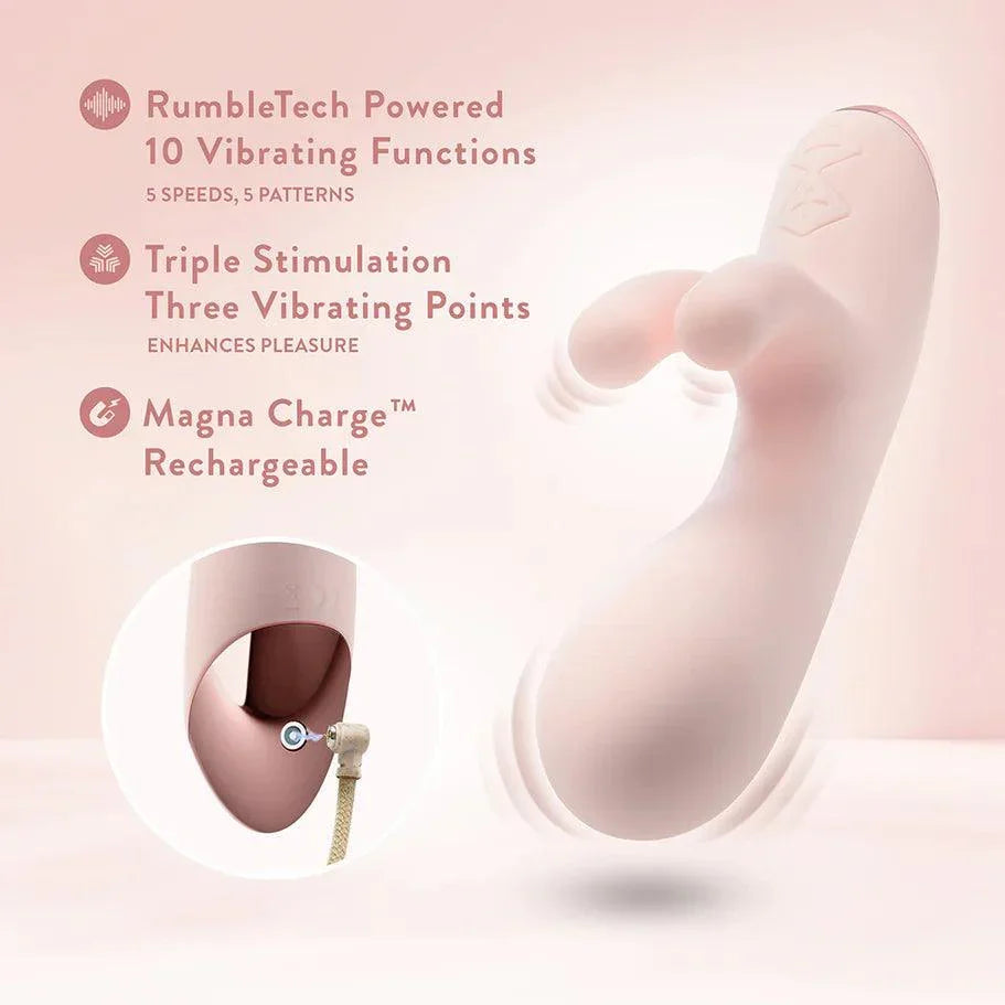Blush Collection Elora Rechargeable Silicone Rabbit Vibrator - Pink - Buy At Luxury Toy X - Free 3-Day Shipping