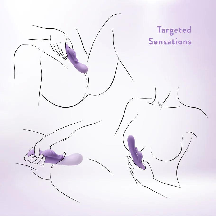 Blush Collection Evelyn Rechargeable Silicone Rabbit Vibrator - Purple - Buy At Luxury Toy X - Free 3-Day Shipping