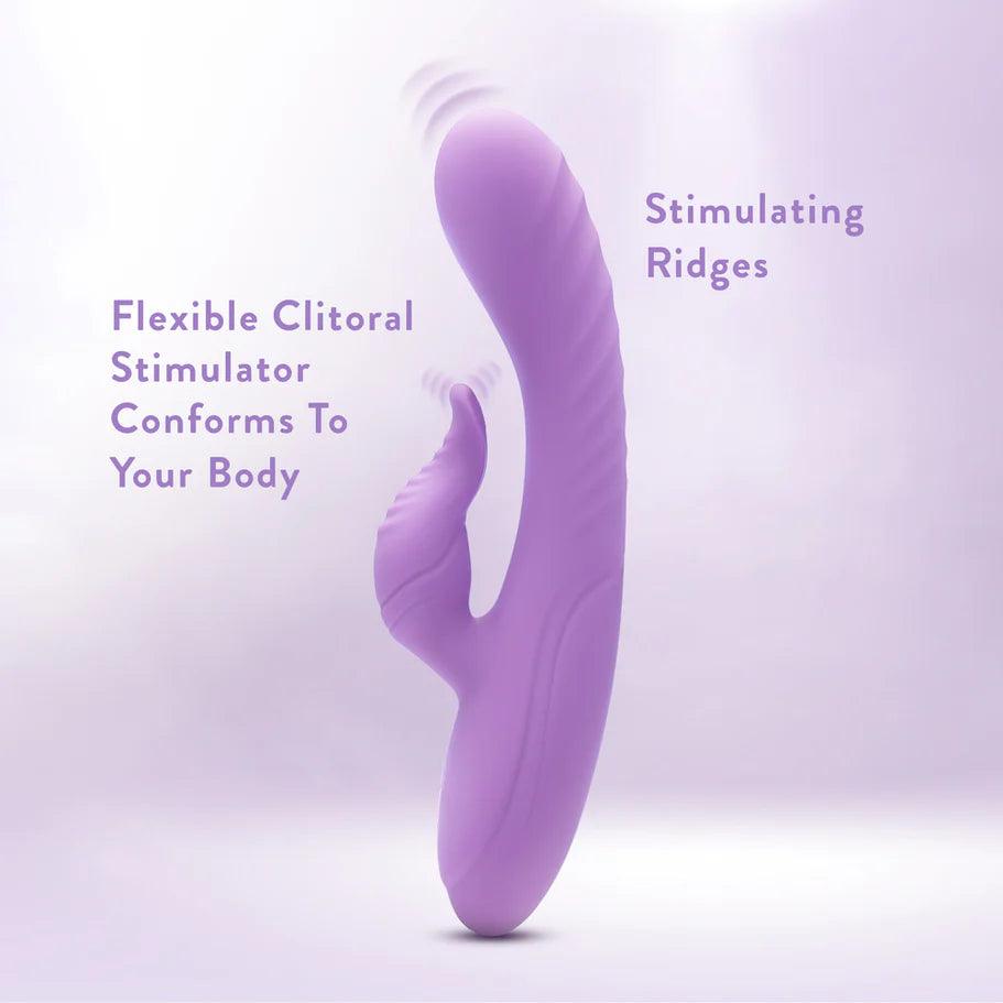 Blush Collection Evelyn Rechargeable Silicone Rabbit Vibrator - Purple - Buy At Luxury Toy X - Free 3-Day Shipping