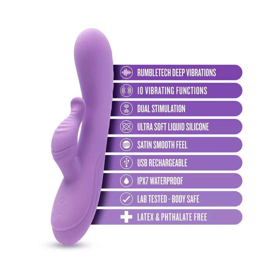 Blush Collection Evelyn Rechargeable Silicone Rabbit Vibrator - Purple - Buy At Luxury Toy X - Free 3-Day Shipping