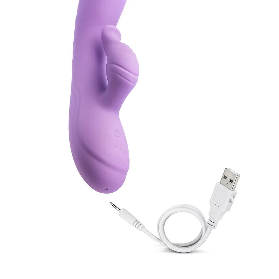 Blush Collection Evelyn Rechargeable Silicone Rabbit Vibrator - Purple - Buy At Luxury Toy X - Free 3-Day Shipping