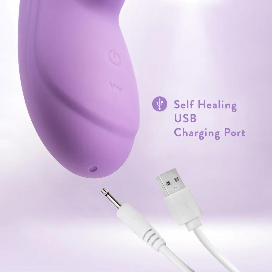 Blush Collection Evelyn Rechargeable Silicone Rabbit Vibrator - Purple - Buy At Luxury Toy X - Free 3-Day Shipping