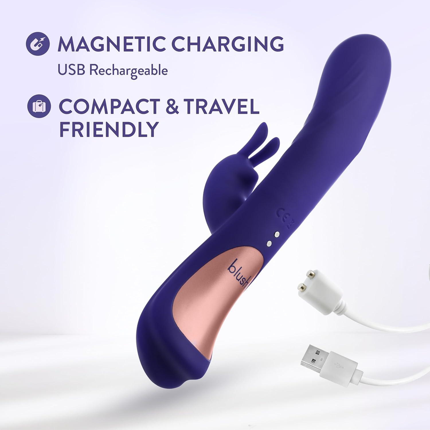 Blush Collection Harper Rechargeable Silicone Rabbit Vibrator - Midnight Blue - Buy At Luxury Toy X - Free 3-Day Shipping