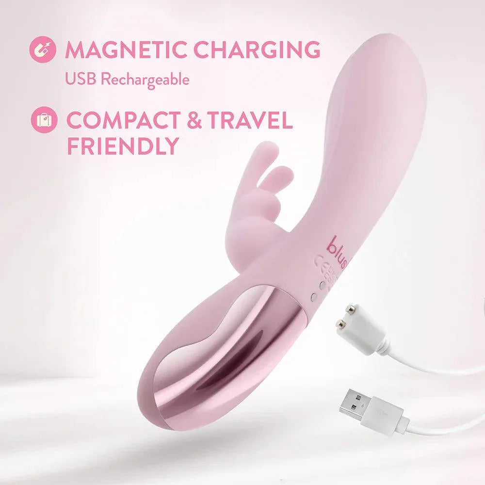Blush Collection Morgan Rechargeable Silicone Rabbit Vibrator - Pink - Buy At Luxury Toy X - Free 3-Day Shipping