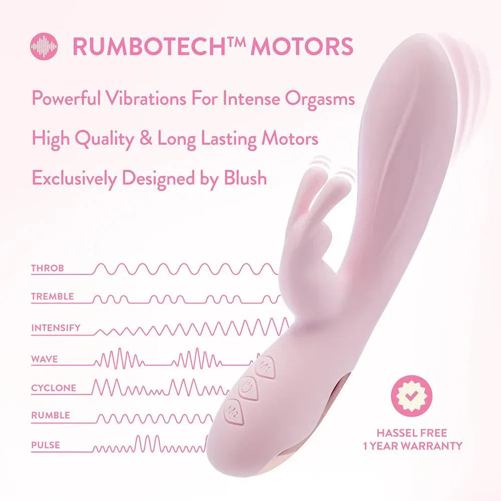 Blush Collection Morgan Rechargeable Silicone Rabbit Vibrator - Pink - Buy At Luxury Toy X - Free 3-Day Shipping