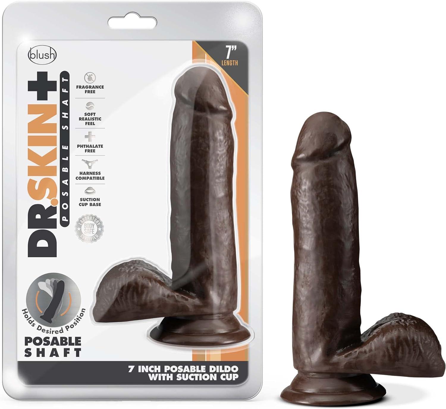 Blush Dr. Skin Plus Realistic 7 in. Triple Density Posable Dildo with Balls & Suction Cup - Buy At Luxury Toy X - Free 3-Day Shipping