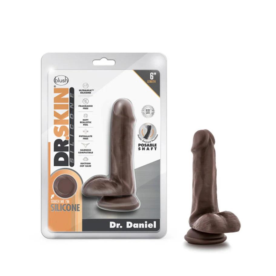 Blush Dr. Skin Silicone Dr. Daniel Realistic 6 in. Posable Dildo with Balls & Suction Cup - Buy At Luxury Toy X - Free 3-Day Shipping