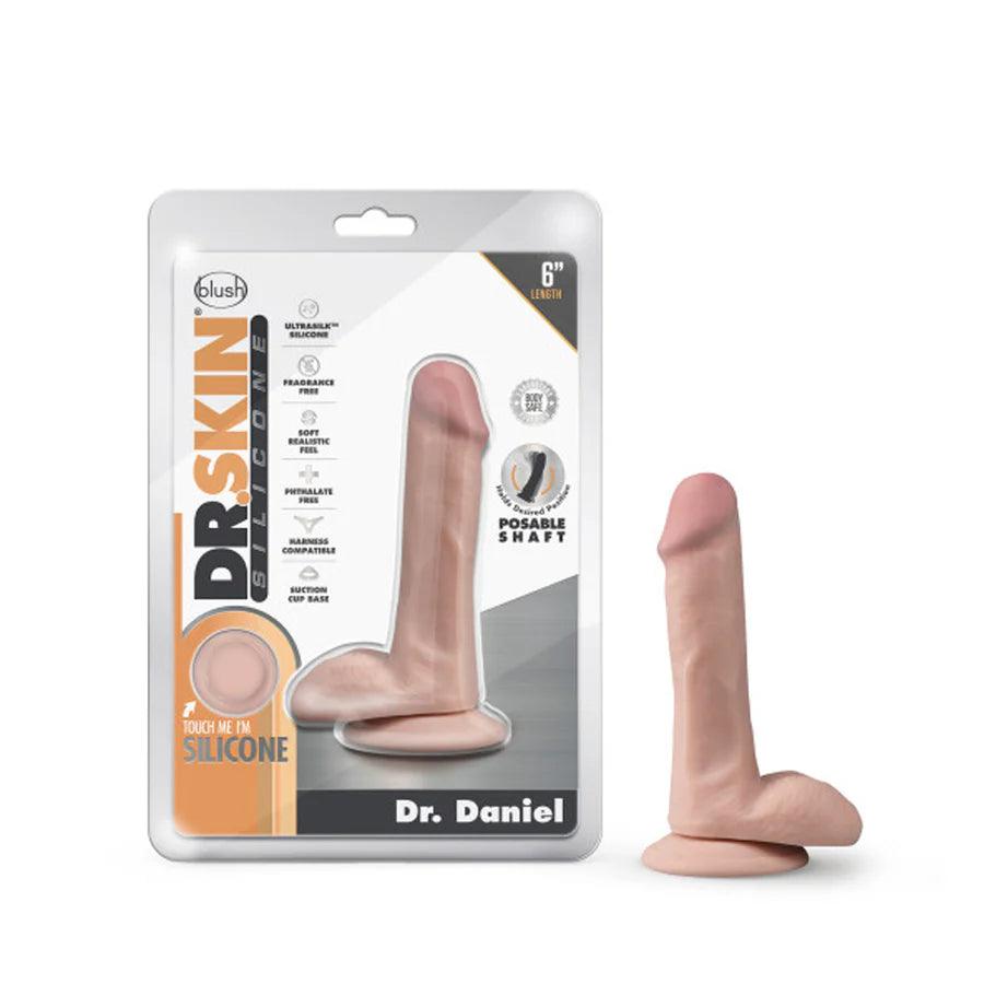 Blush Dr. Skin Silicone Dr. Daniel Realistic 6 in. Posable Dildo with Balls & Suction Cup - Buy At Luxury Toy X - Free 3-Day Shipping