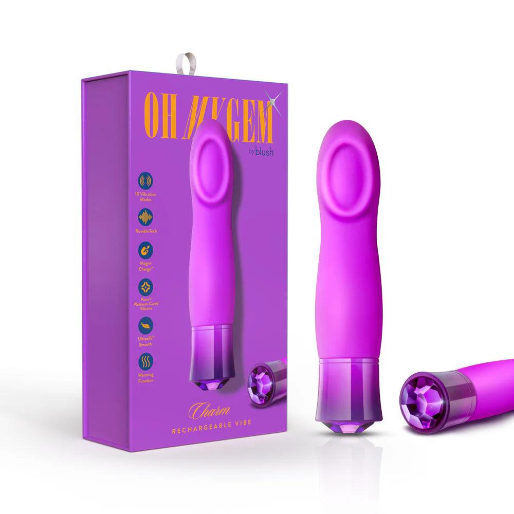 Blush Oh My Gem Charm Rechargeable Warming Silicone Cupped Vibrator Amethyst - Buy At Luxury Toy X - Free 3-Day Shipping