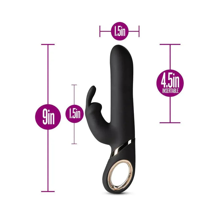Blush Victoria Rechargeable Silicone Rabbit Vibrator - Black - Buy At Luxury Toy X - Free 3-Day Shipping