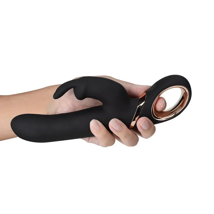 Blush Victoria Rechargeable Silicone Rabbit Vibrator - Black - Buy At Luxury Toy X - Free 3-Day Shipping