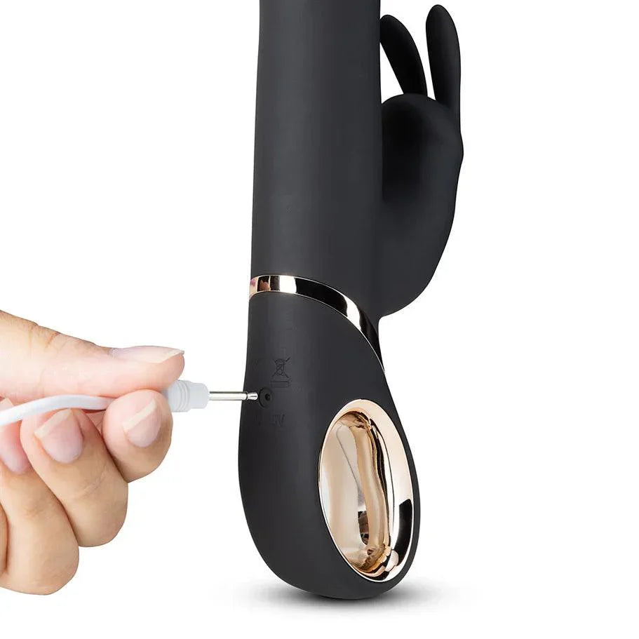 Blush Victoria Rechargeable Silicone Rabbit Vibrator - Black - Buy At Luxury Toy X - Free 3-Day Shipping
