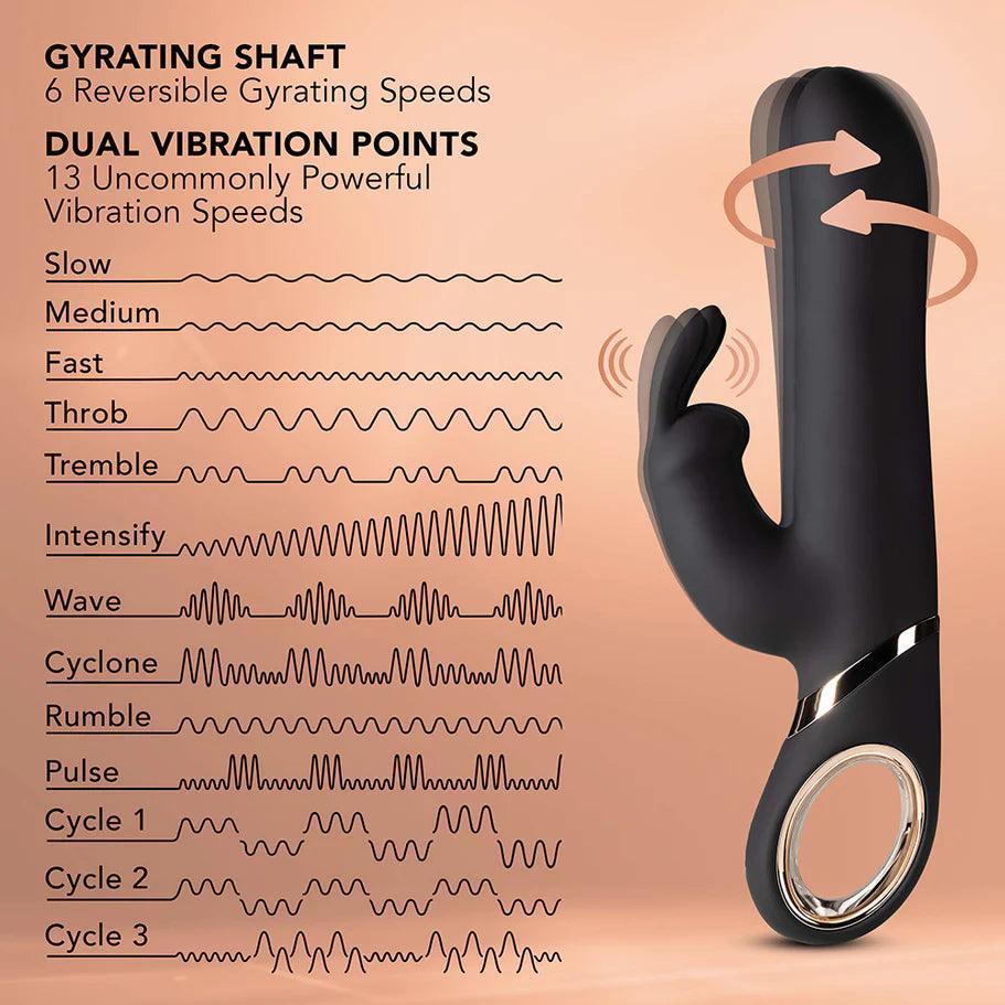 Blush Victoria Rechargeable Silicone Rabbit Vibrator - Black - Buy At Luxury Toy X - Free 3-Day Shipping