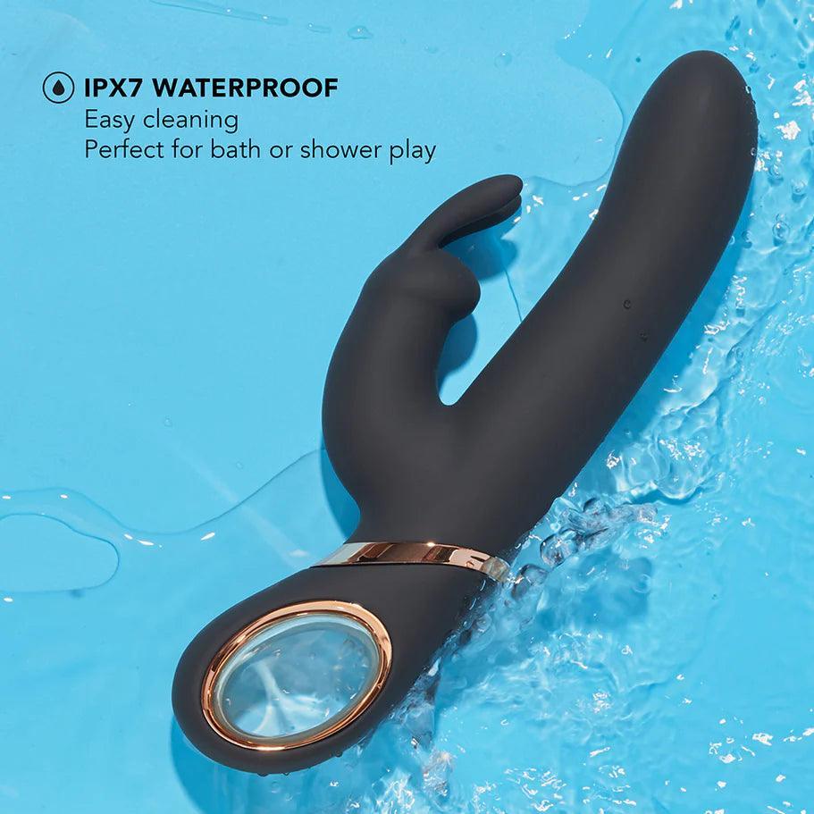 Blush Victoria Rechargeable Silicone Rabbit Vibrator - Black - Buy At Luxury Toy X - Free 3-Day Shipping