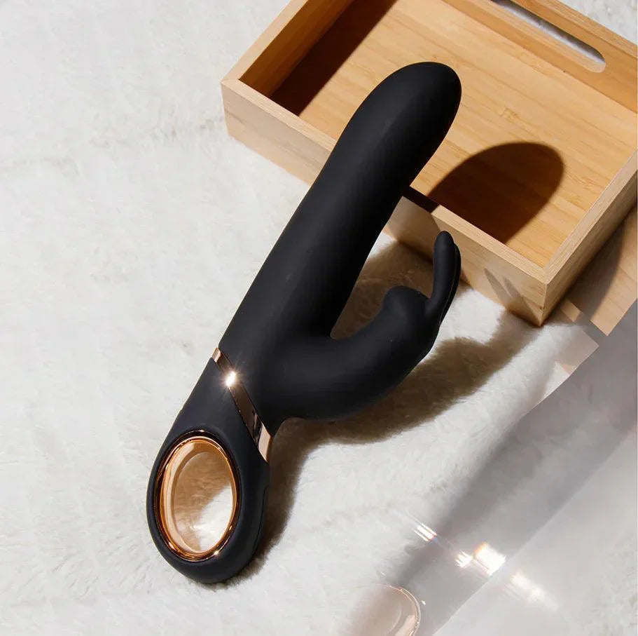 Blush Victoria Rechargeable Silicone Rabbit Vibrator - Black - Buy At Luxury Toy X - Free 3-Day Shipping