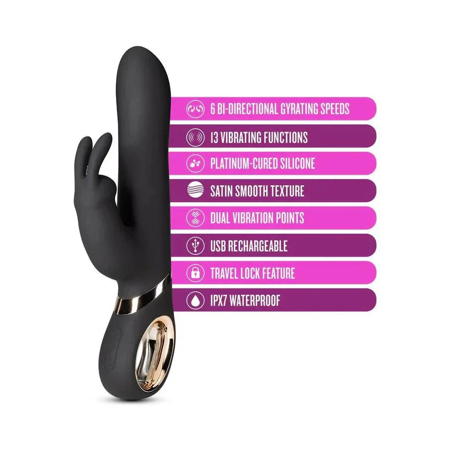 Blush Victoria Rechargeable Silicone Rabbit Vibrator - Black - Buy At Luxury Toy X - Free 3-Day Shipping