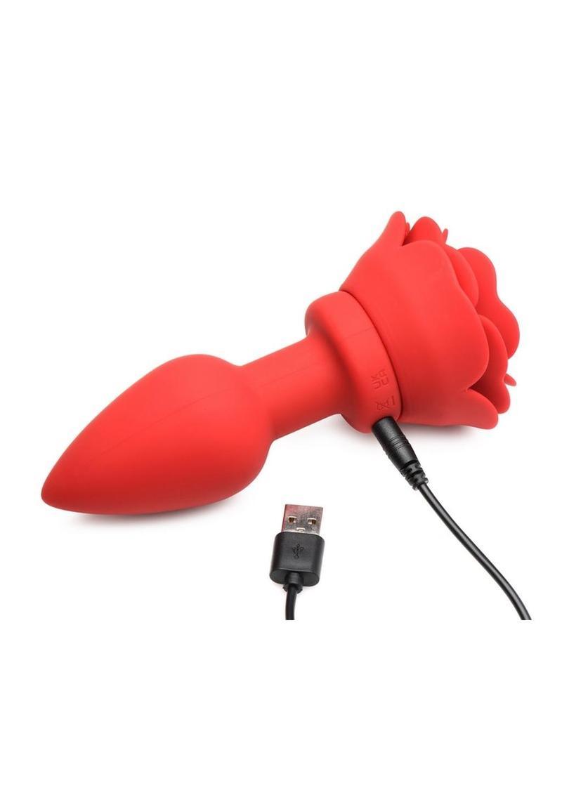 Booty Sparks 28X Rechargeable Silicone Vibrating Rose Anal Plug with Remote Control - Buy At Luxury Toy X - Free 3-Day Shipping