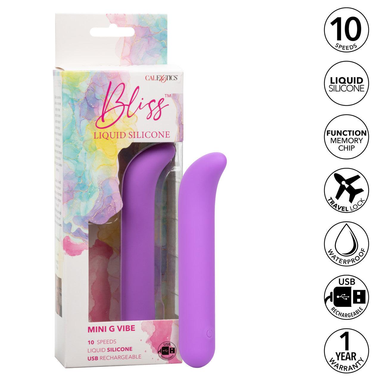 CalExotics Bliss Liquid Silicone Rechargeable Mini G Vibrator - Purple - Buy At Luxury Toy X - Free 3-Day Shipping