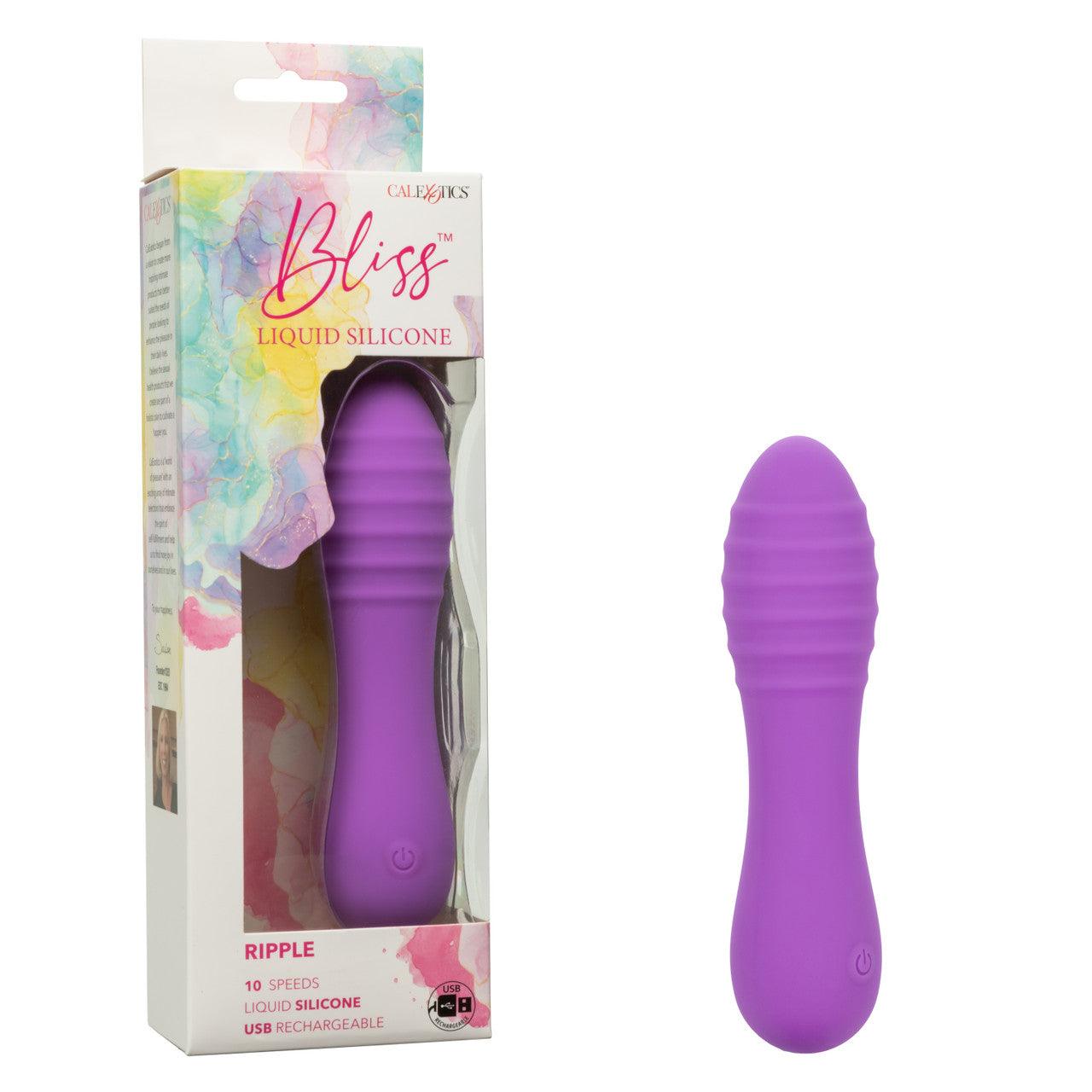 CalExotics Bliss Liquid Silicone Ripple Rechargeable Vibrator with Clitoral Stimulator - Buy At Luxury Toy X - Free 3-Day Shipping